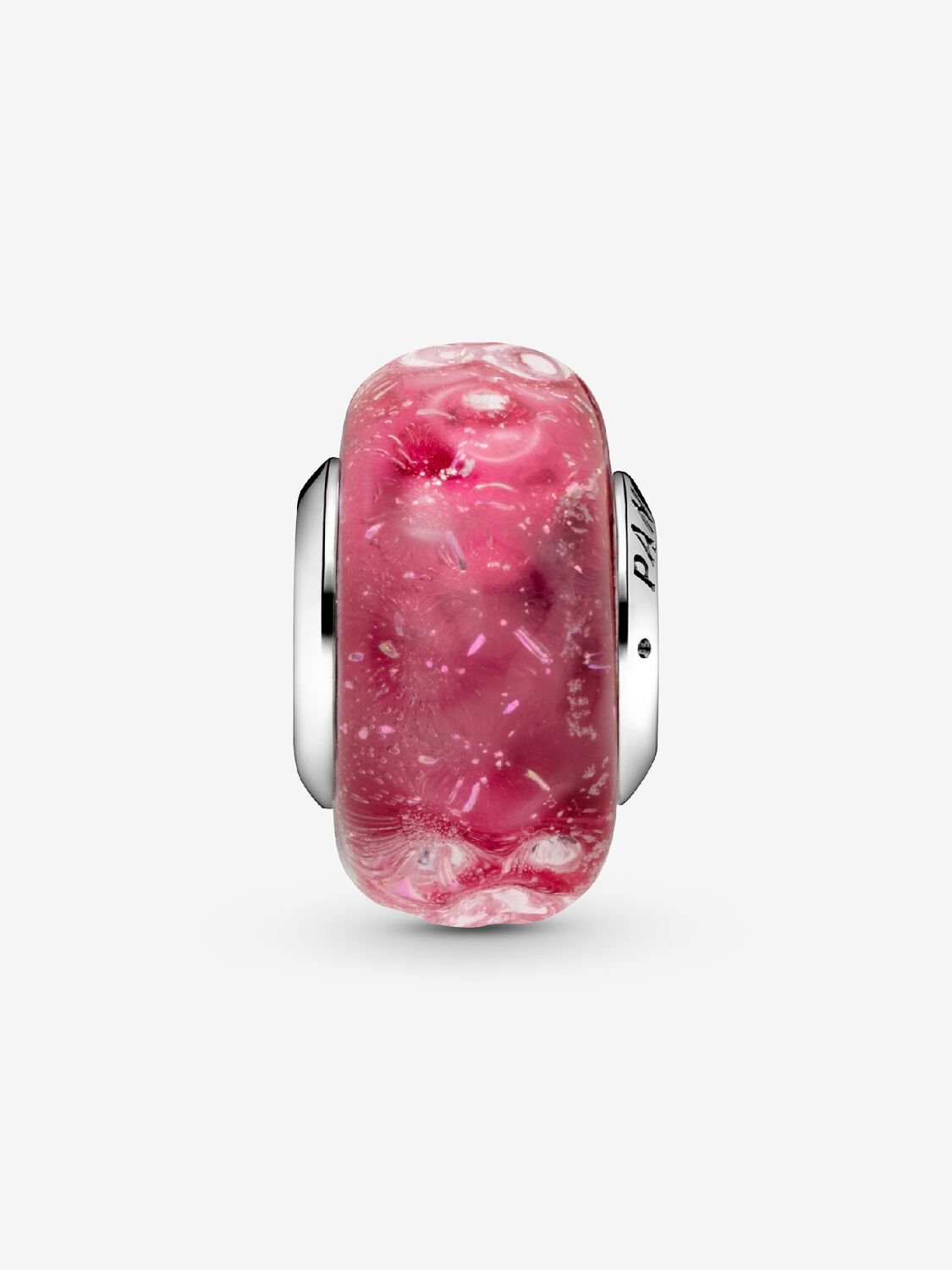 Wavy Fancy Pink Murano Glass Charm - Sterling Silver - 798872C00