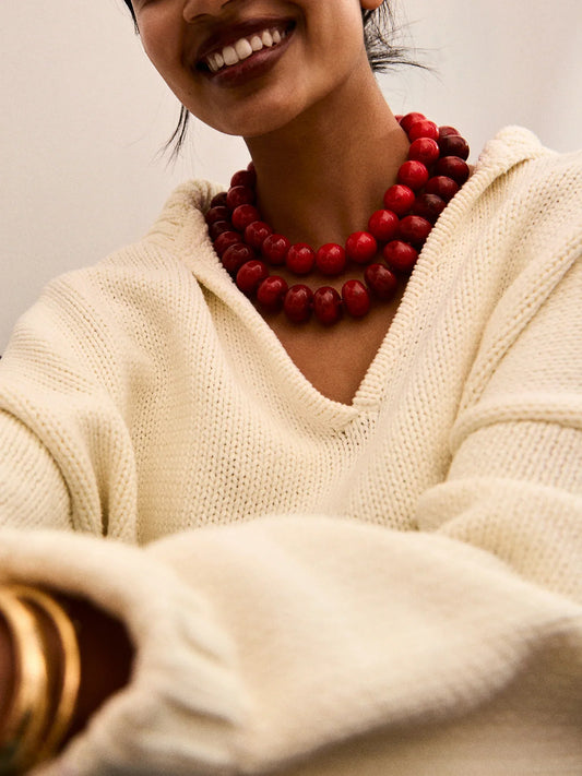 Jane Beaded Necklace Red Jasper