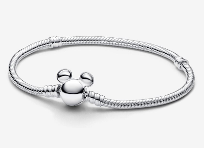 PANDORA Disney Mickey Mouse Clasp Moments Snake Chain Bracelet