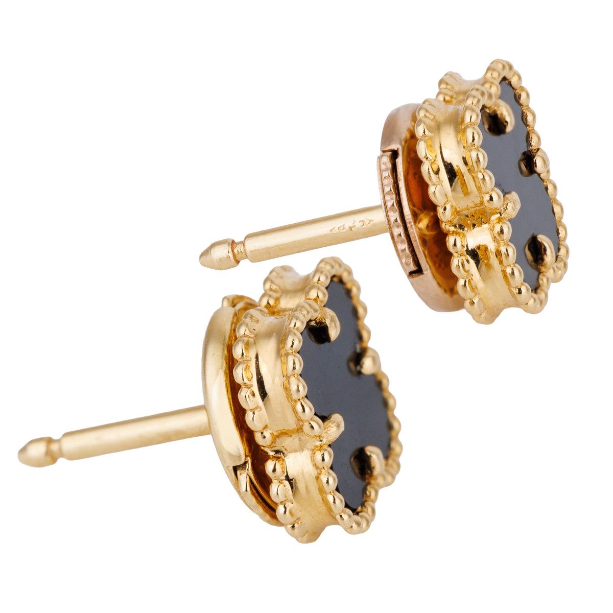Van Cleef & Arpels Sweet Alhambra Earrings | Onyx & 18k Yellow Gold | Papers | 2023