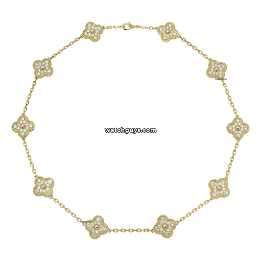 Van Cleef & Arpels Vintage Alhambra Necklace 10 Motif Diamond