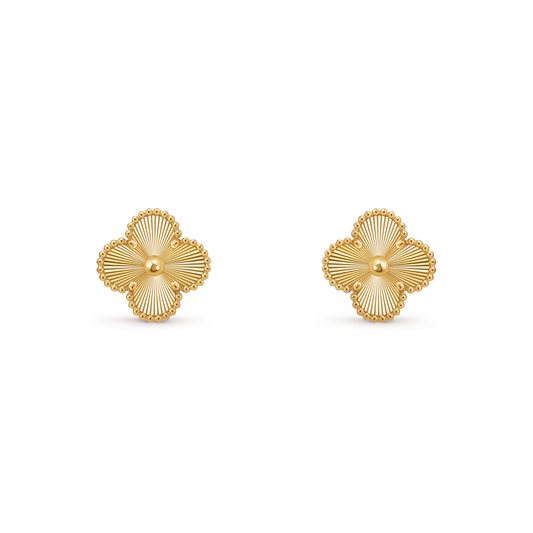 Van Cleef & Arpels Vintage Alhambra Collection guilloché four-leaf clover earrings