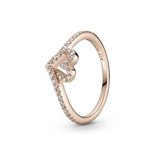 Pandora Sparkling Heart Wishbone Ring