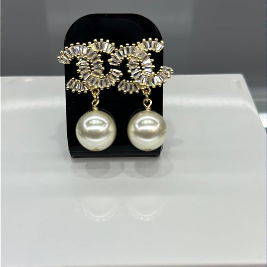 Chanel Gold -Tone Pearl Drop Earrings