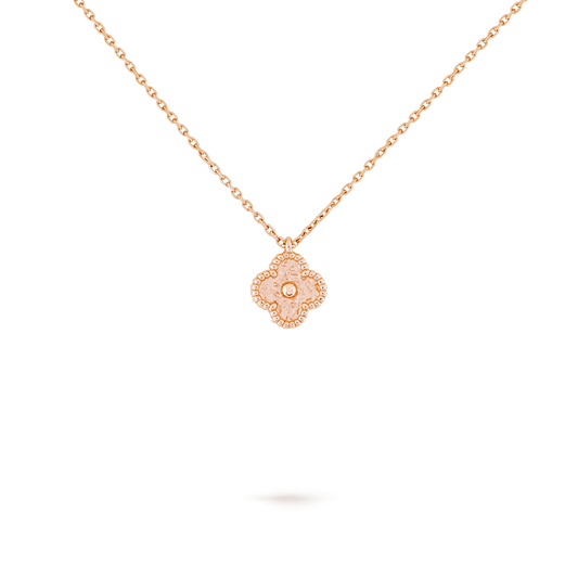 Van Cleef & Arpels Sweet Alhambra Collection 18K Rose Gold Four-Leaf Clover Necklace