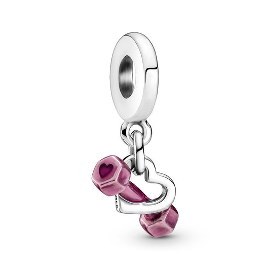 Pandora Dumbbell & Heart Dangle Charm