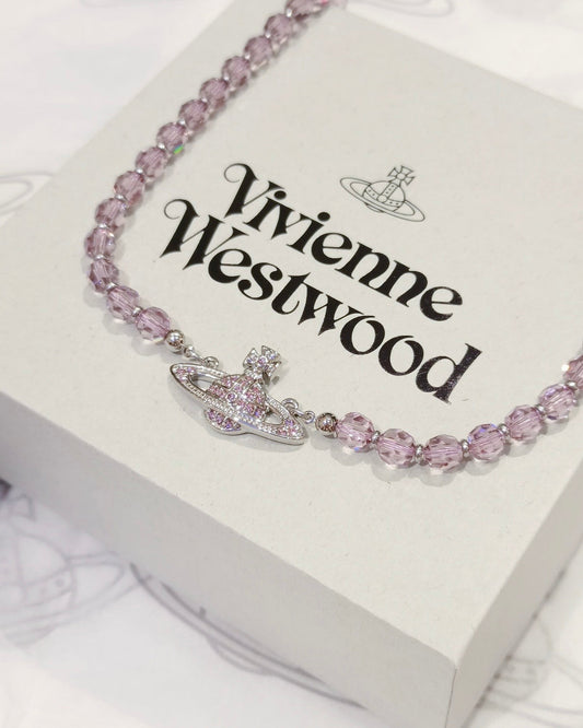 Vivienne Westwood Mini Bas Relief Choker Necklace жњЂж–°зґ«ж°ґж™¶