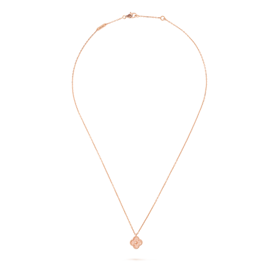 Van Cleef & Arpels Sweet Alhambra Collection 18K Rose Gold Four-Leaf Clover Necklace