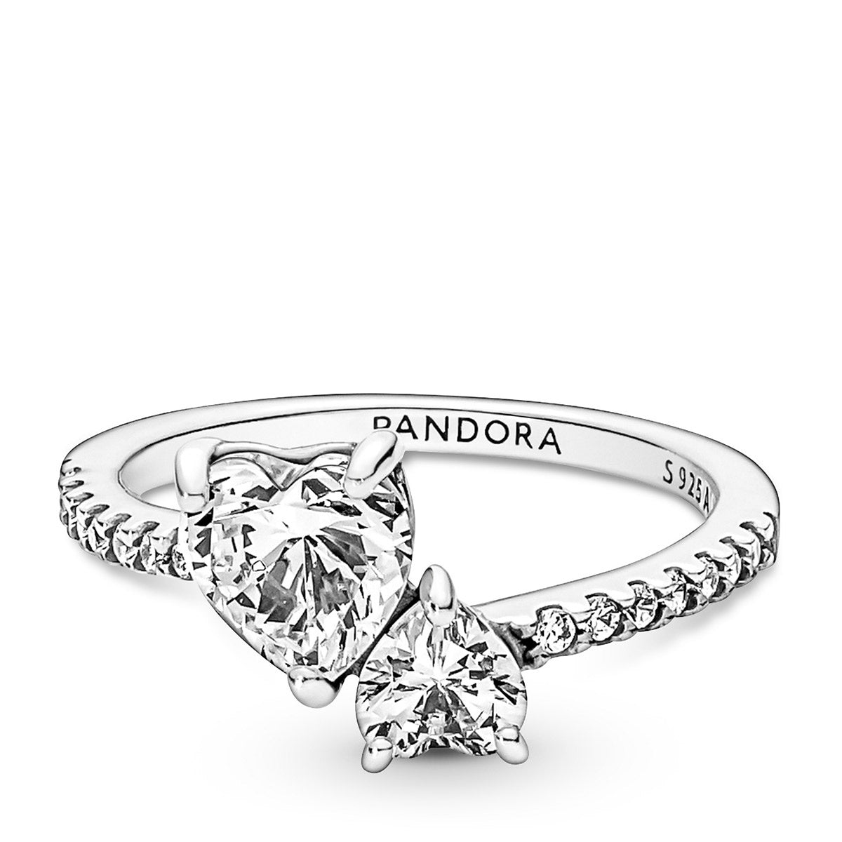 Pandora Double Heart Sparkling Ring