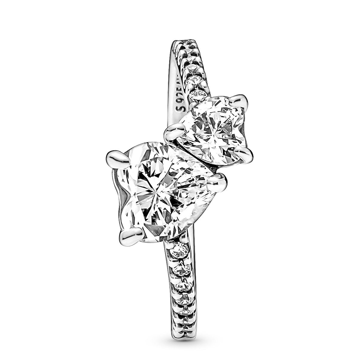 Pandora Double Heart Sparkling Ring
