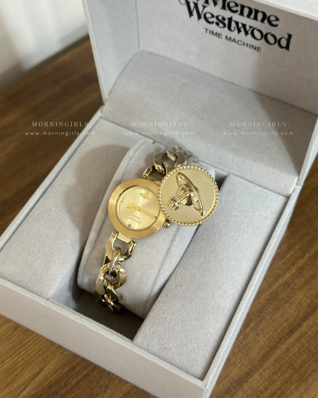 Vivienne Westwood Orb Button Watch, Sliding Case [Cuban Chain, Vintage Style, Sold Out in Europe, Last Batch Arriving Mid-December]