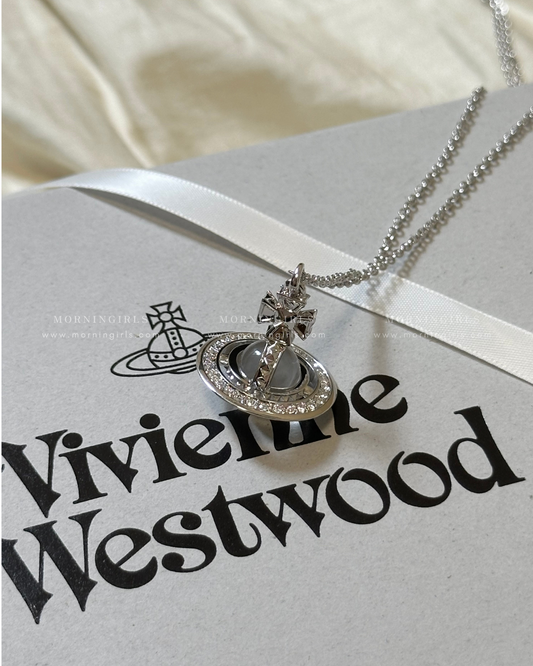 Vivienne Westwood Pina ORB Necklace Medium [Clear White Diamond Planet]