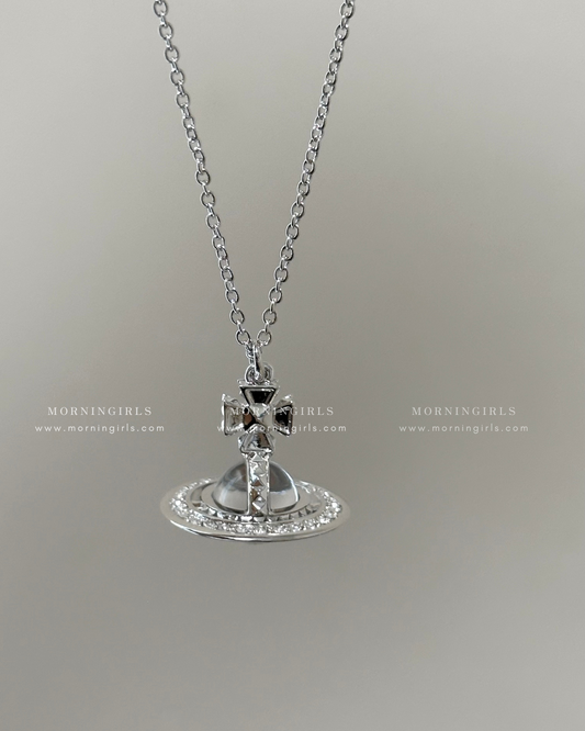 Vivienne Westwood Pina ORB Necklace Medium [Clear White Diamond Planet]