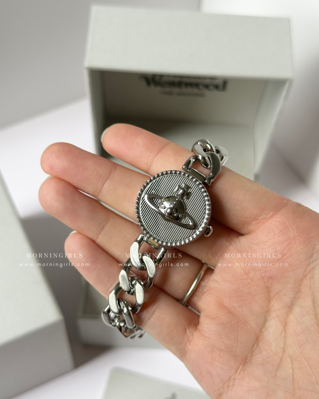 Vivienne Westwood Orb Button Watch, Sliding Case [Cuban Chain, Vintage Style, Sold Out in Europe, Last Batch Arriving Mid-December]