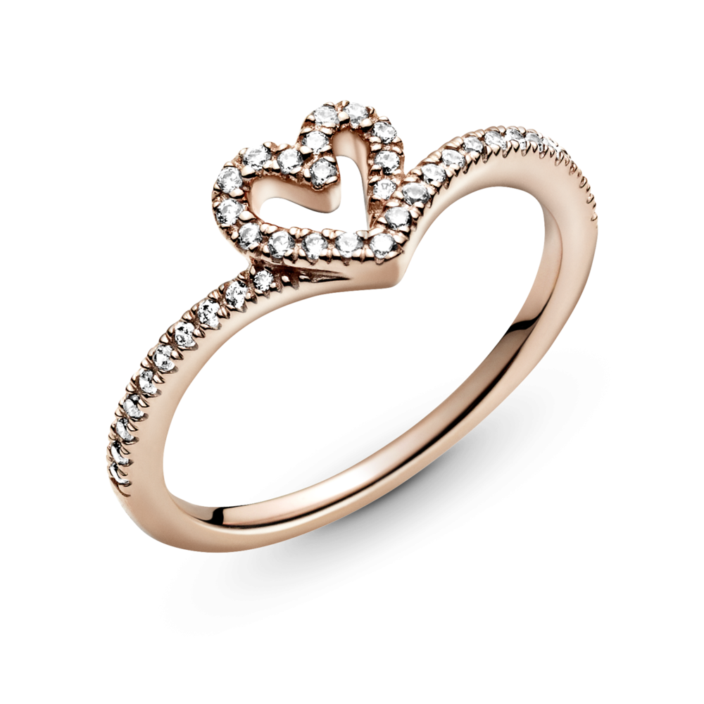 Pandora Sparkling Heart Wishbone Ring