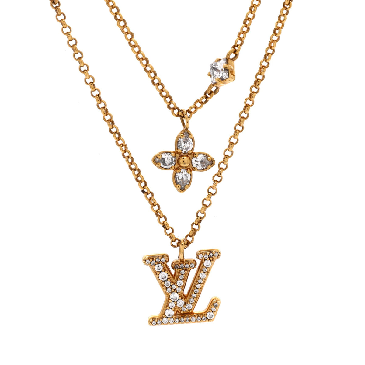 Lady LV Necklace Metal with Crystals
