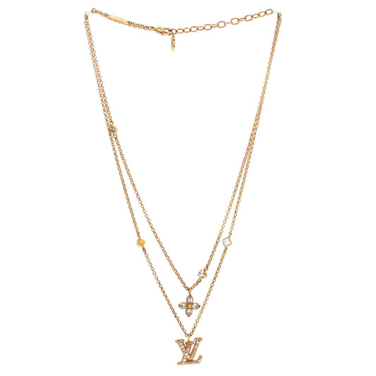 Lady LV Necklace Metal with Crystals