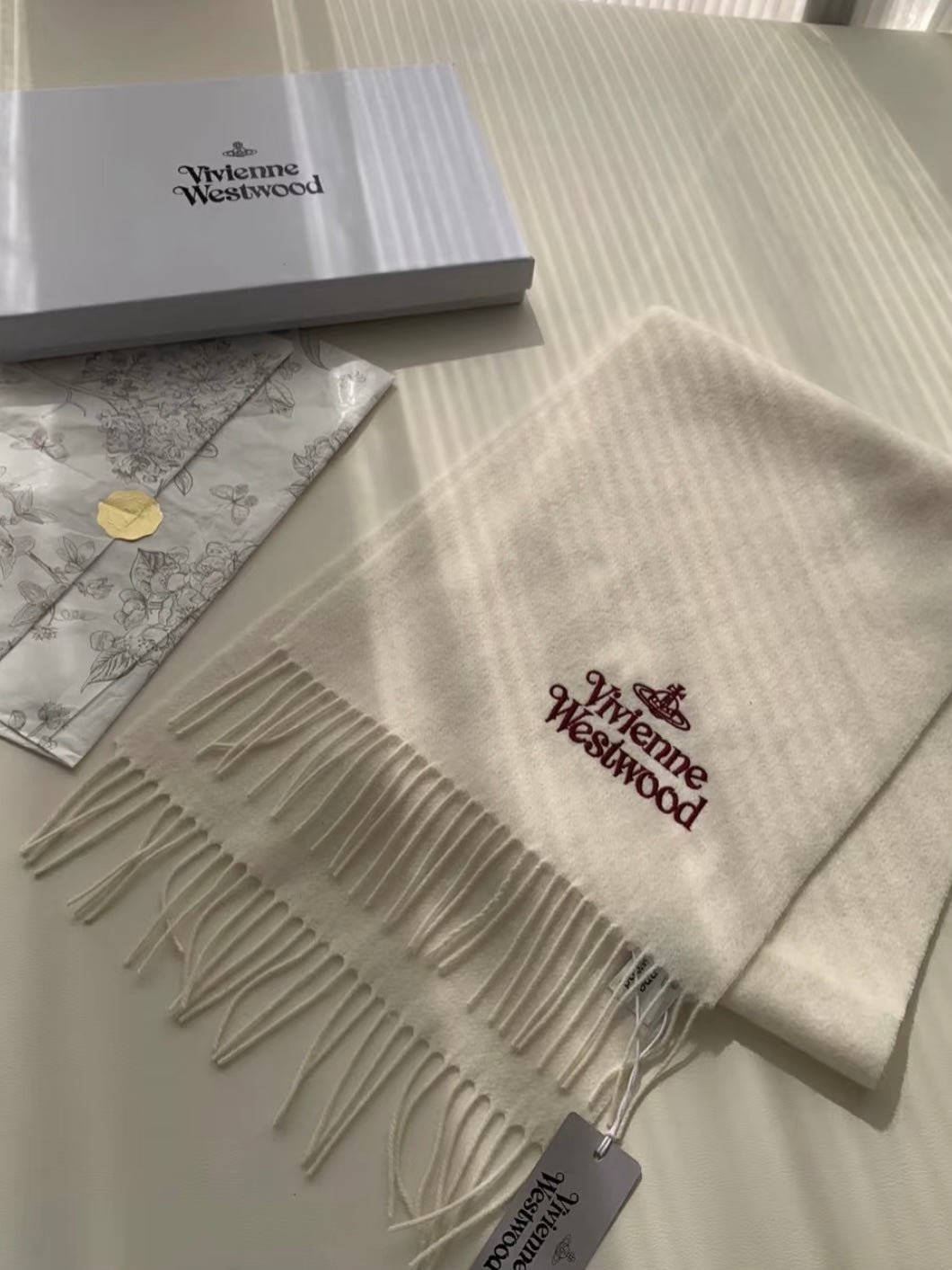 Vivienne Westwood Embroidered Logo Scarf (100% wool)