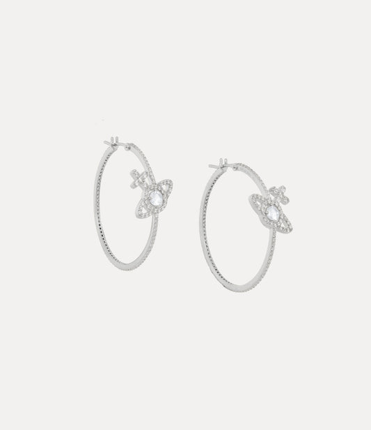 Olympia CZ Hoop Earrings - Silver/White - 6202017X-02P102