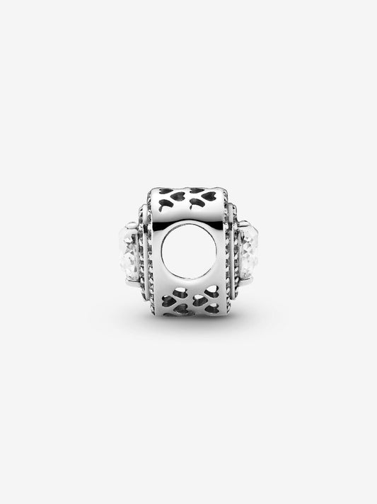 Sparkling Levelled Hearts Charm - Sterling Silver - 799218C01