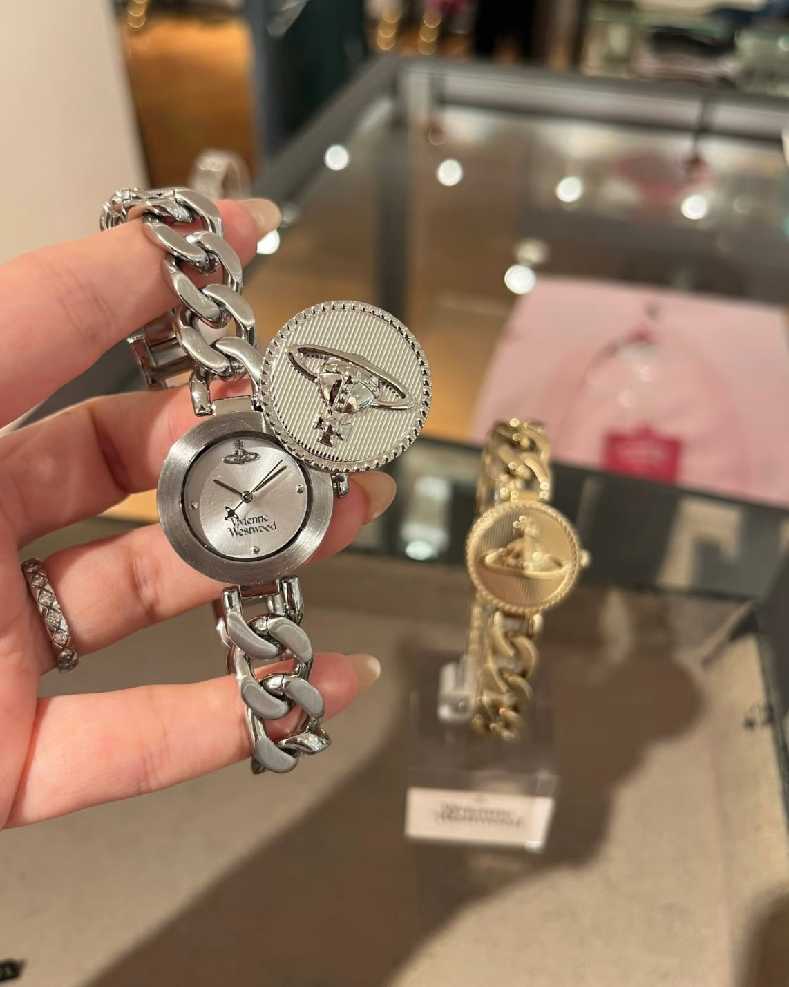 Vivienne Westwood Orb Button Watch, Sliding Case [Cuban Chain, Vintage Style, Sold Out in Europe, Last Batch Arriving Mid-December]