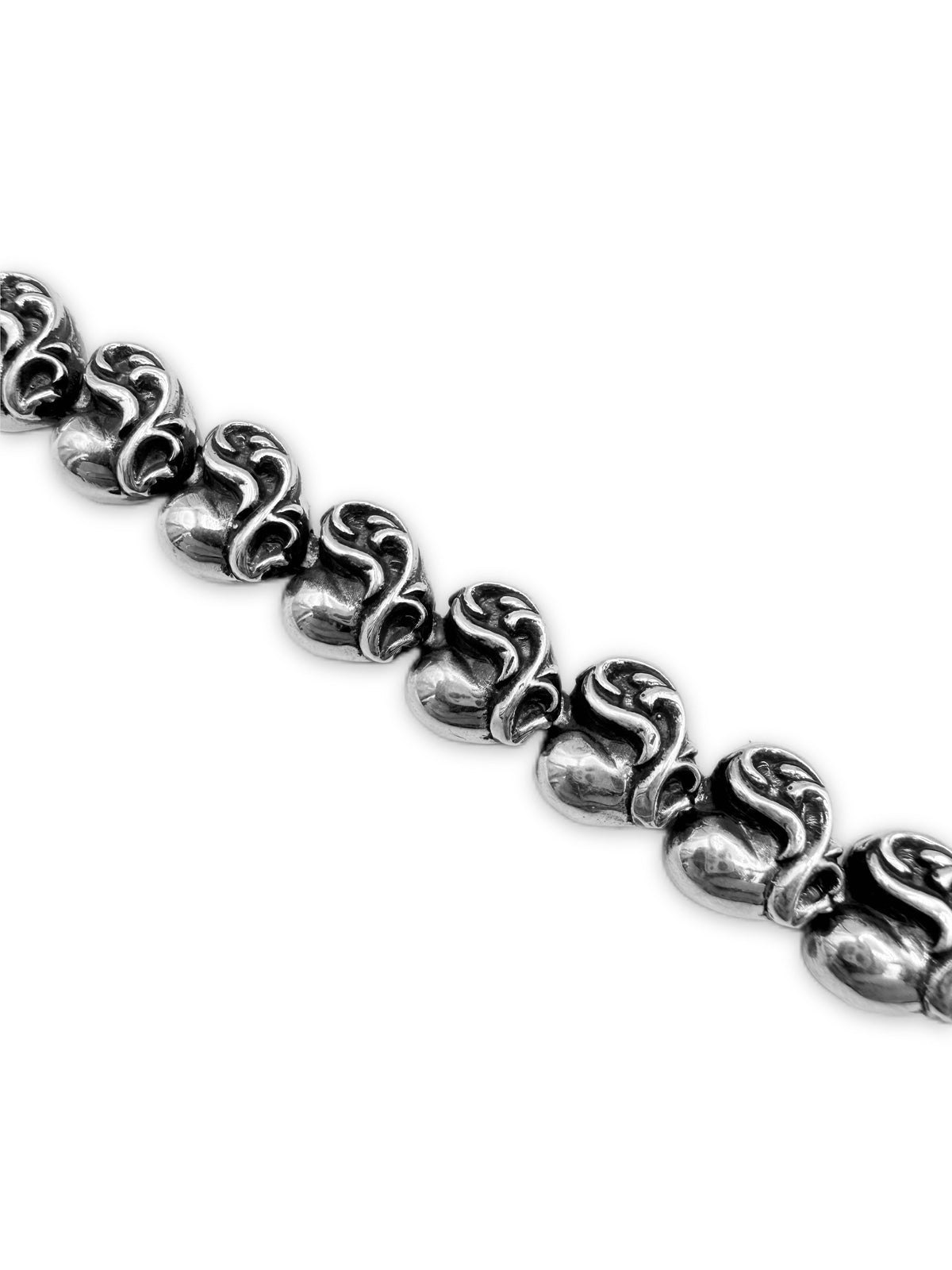 Chrome Hearts ‘Floral Heart’ 18 Link .925 Silver Bracelet