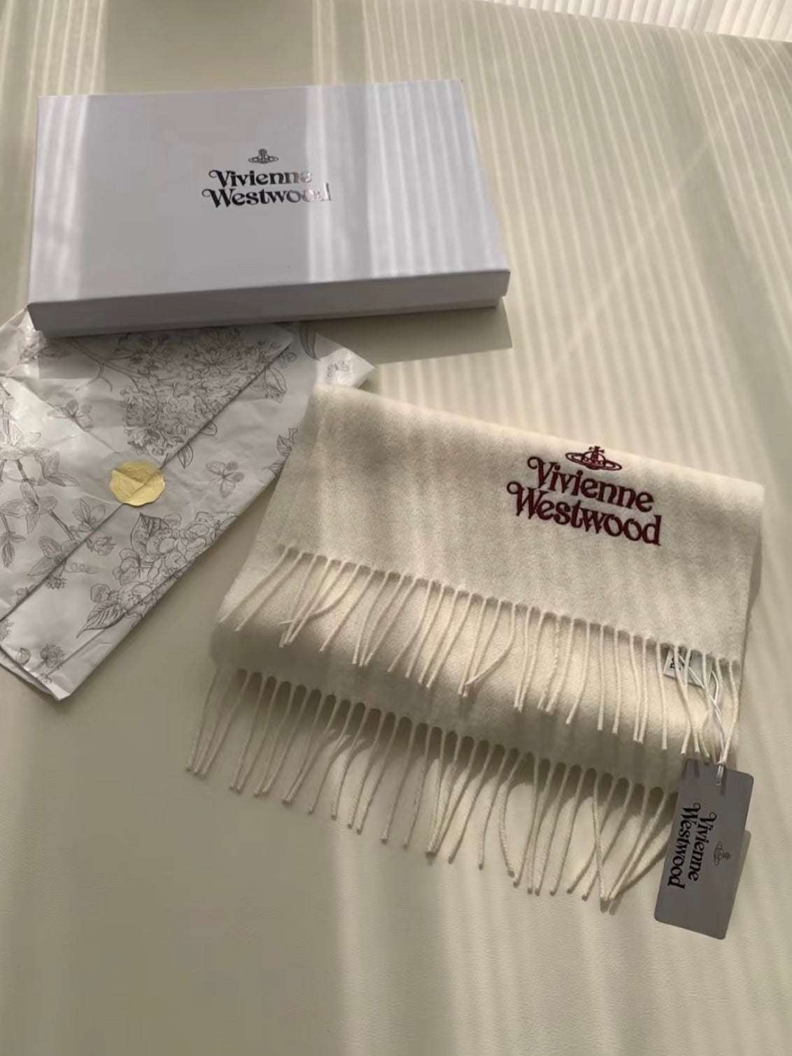 Vivienne Westwood Embroidered Logo Scarf (100% wool)