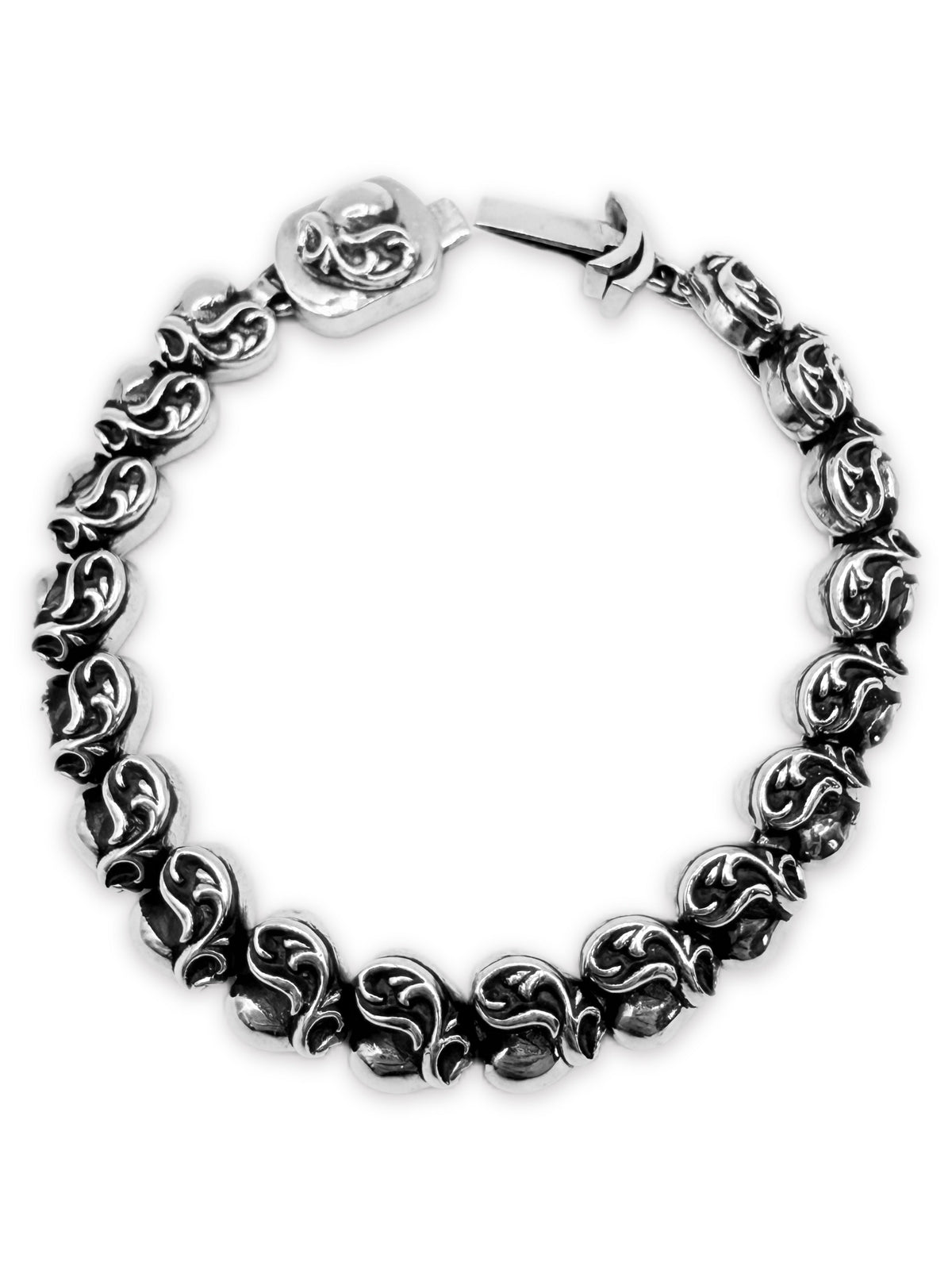 Chrome Hearts ‘Floral Heart’ 18 Link .925 Silver Bracelet