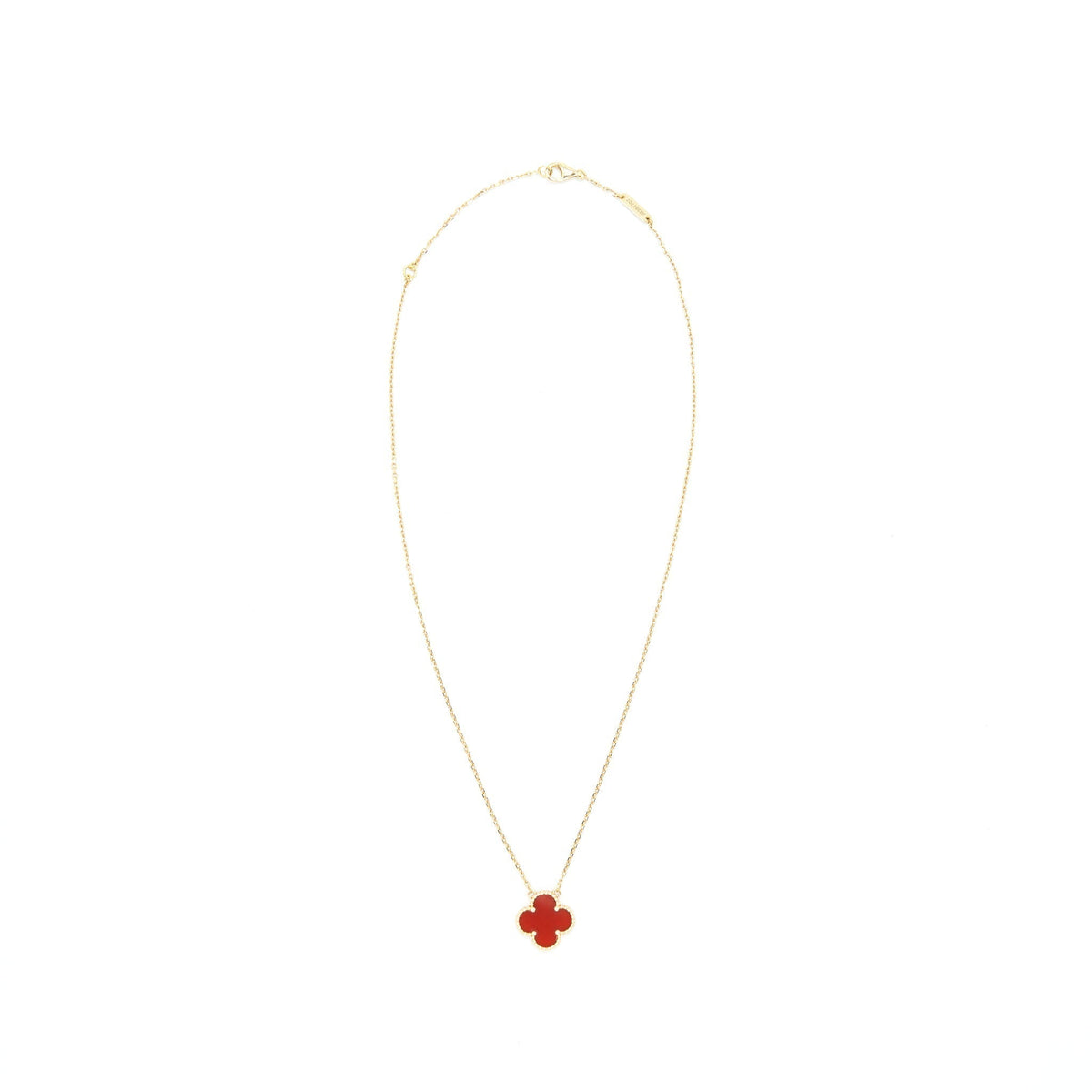 VAN CLEEF & ARPELS VINTAGE ALHAMBRA PENDANT CARNELIAN YELLOW GOLD NECKLACE