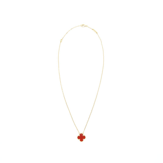 VAN CLEEF & ARPELS VINTAGE ALHAMBRA PENDANT CARNELIAN YELLOW GOLD NECKLACE
