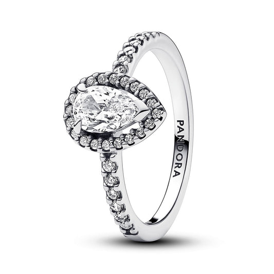 Sparkling Pear Halo Ring