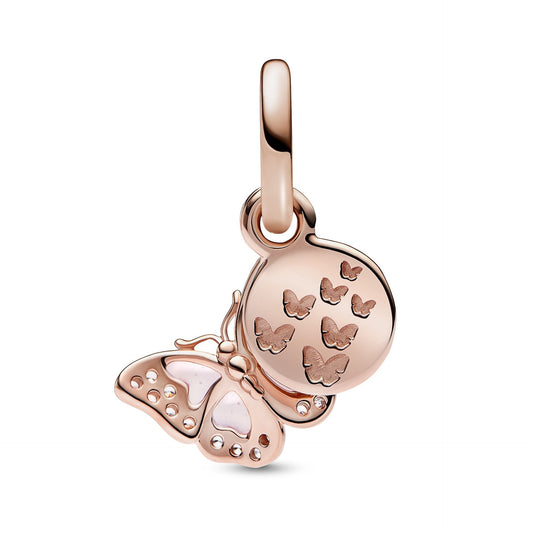 Pink Butterfly & Quote Double Dangle Charm
