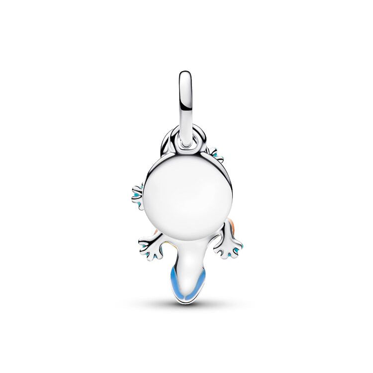 Salamander & Engravable Round Tag Double Dangle Charm