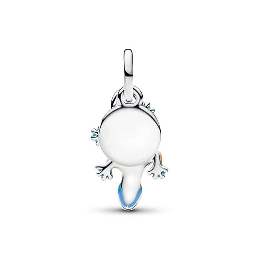 Salamander & Engravable Round Tag Double Dangle Charm