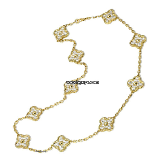 Van Cleef & Arpels Vintage Alhambra Necklace 10 Motif Diamond