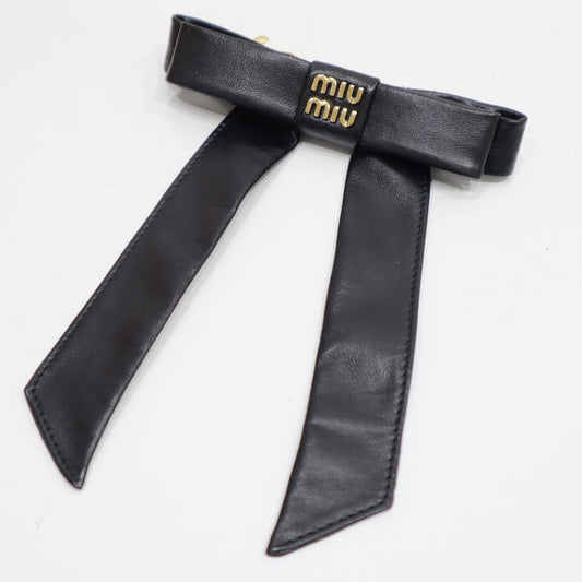 miumiu ミュウミュウ リボン バレッタ ヘアアクセサリー 髪留め ブラック 箱有 26k492-6