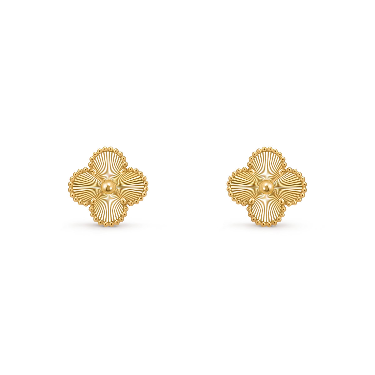 Van Cleef & Arpels Vintage Alhambra Collection guilloché four-leaf clover earrings