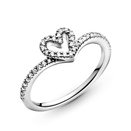 Pandora Sparkling Heart Wishbone Ring