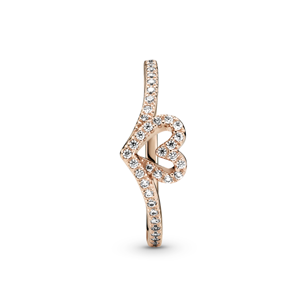 Pandora Sparkling Heart Wishbone Ring