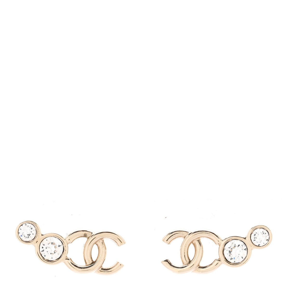 Metal Crystal CC Climber Earrings Gold
