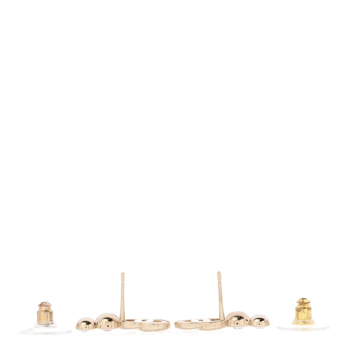 Metal Crystal CC Climber Earrings Gold