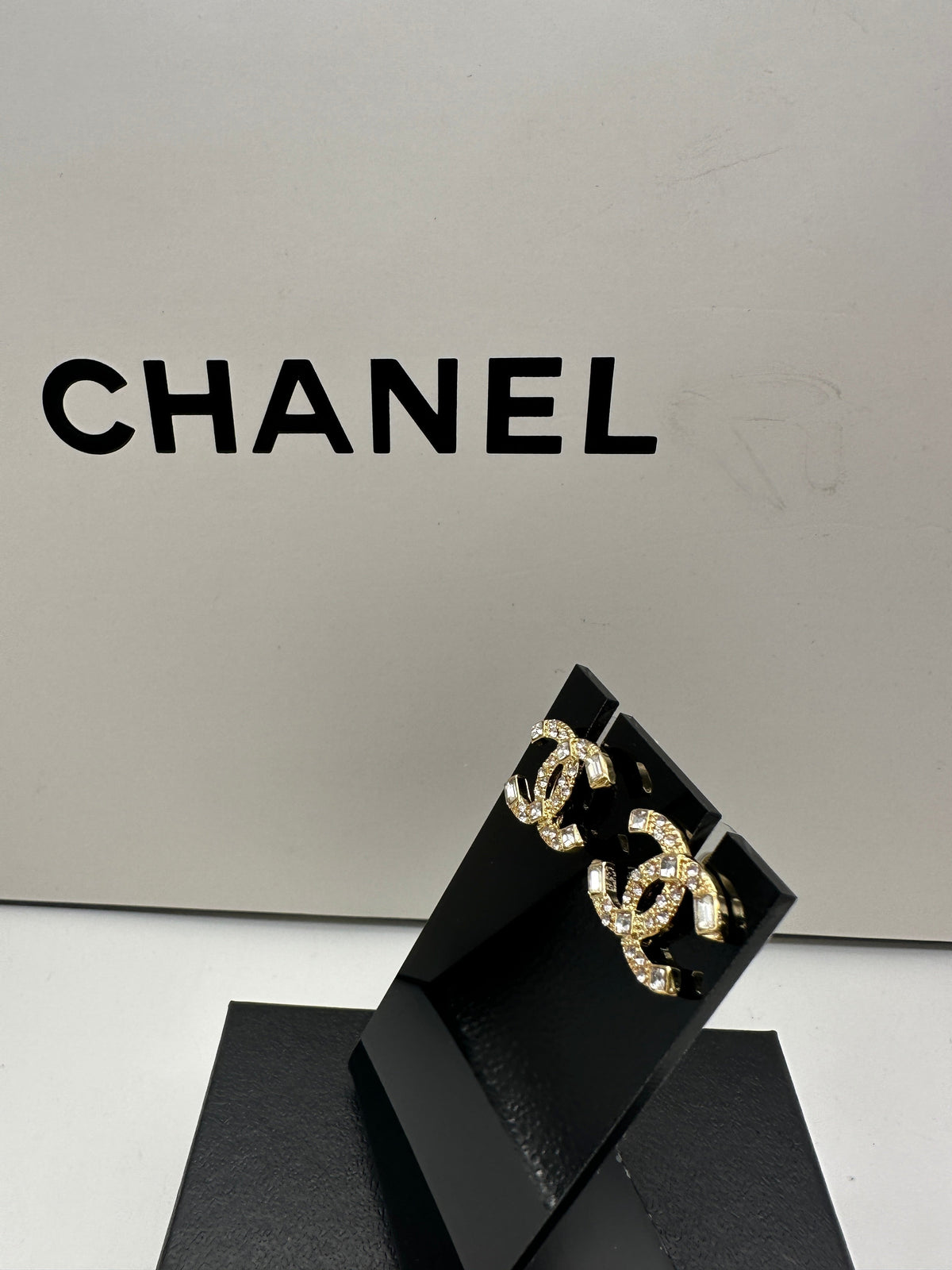 Chanel CC Logo Crystal Earrings