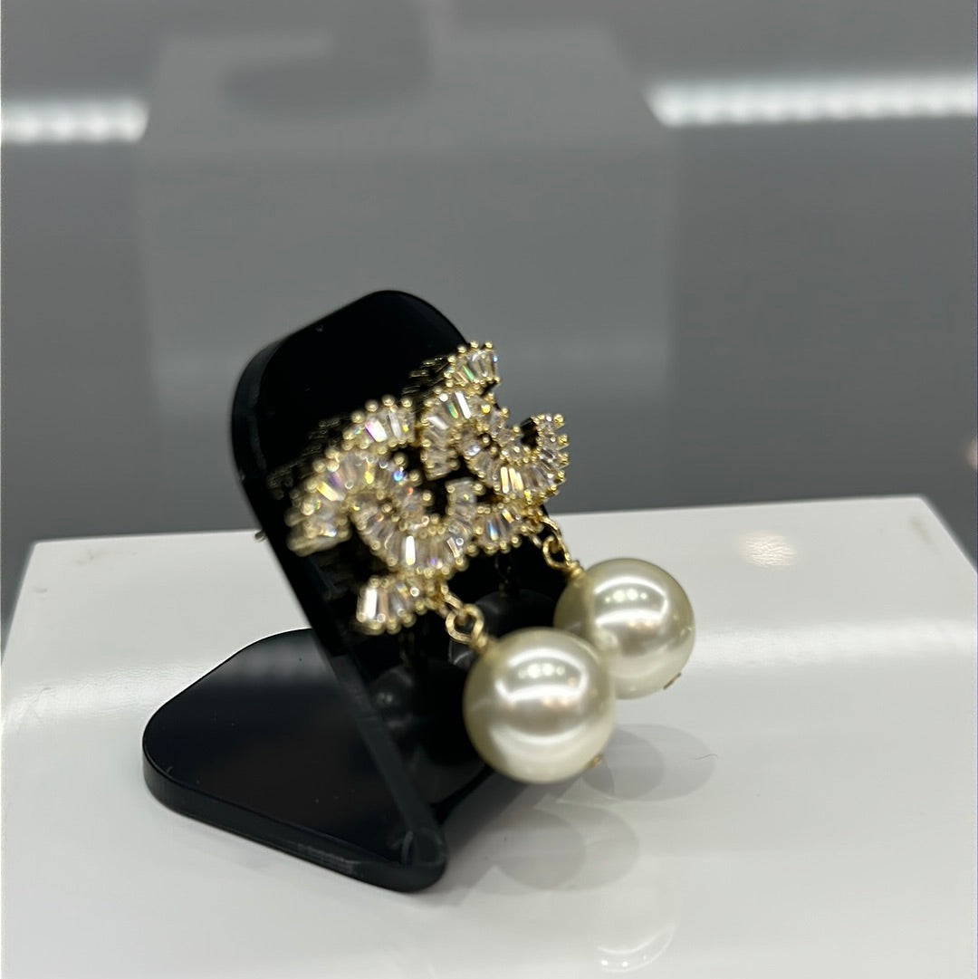 Chanel Gold -Tone Pearl Drop Earrings