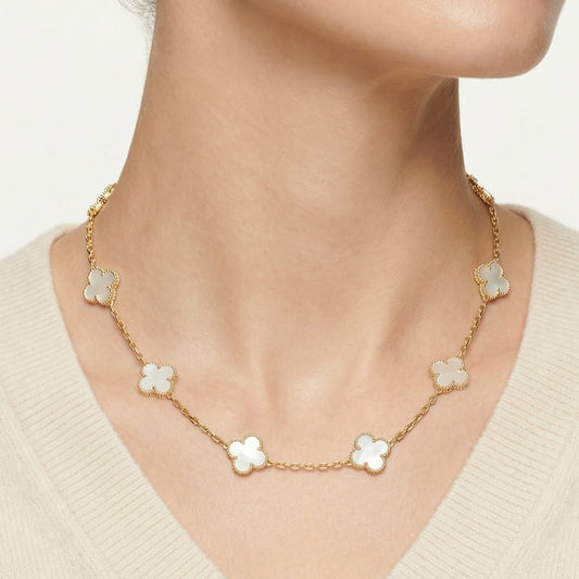 Van Cleef & Arpels Vintage Alhambra 10 Motifs Necklace Mother Of Pearl