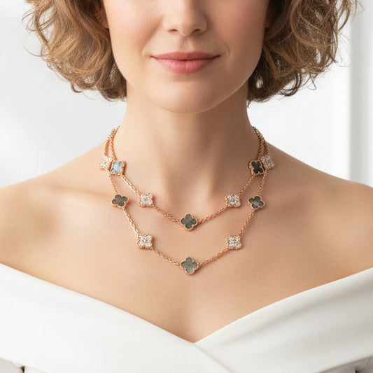 Van Cleef & Arpels Vintage Alhambra Onyx 20 Motifs Long Necklace